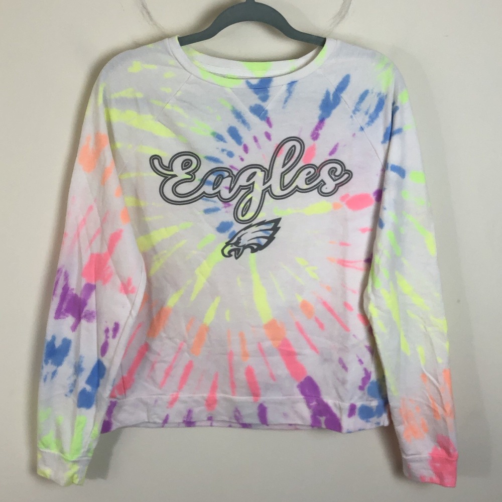 Philadelphia Eagles NFL Team Apparel Long Sleeve Pajama Top Women's Sz M Tie Dye